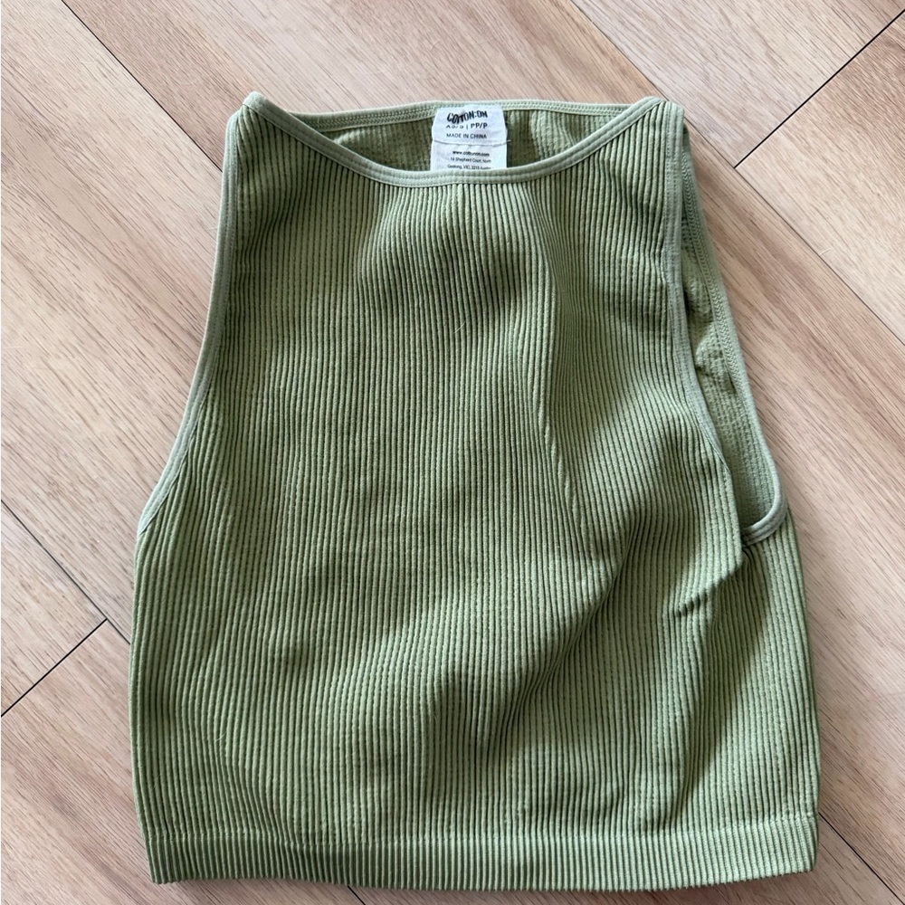 Cotton On Sage Ribbed High Neck Tank